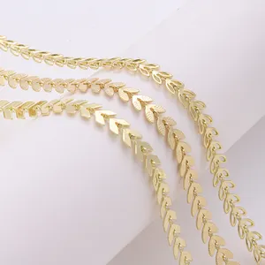 Hot selling 18k gold electroplated brass aircraft chain selling by roll wheat arrow chain