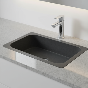 Évier de salle de bain Riverstone noir 17,7x11,8x5,9 pouces, rectangulaire, à poser sur le comptoir, design minimaliste - Product Image 2