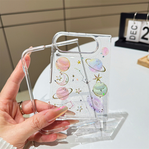 Étui de téléphone transparent en silicone époxy avec paillettes brillantes de luxe pour iPhone 18 Fold - Product Image 3