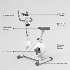 Vélo d'exercice magnétique vertical CRYSTAL SJ1508, 8 niveaux de résistance, fréquence cardiaque, support iPad, cyclisme d'intérieur à domicile, capacité 150 kg - Product Image 6