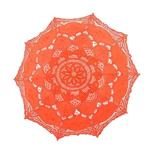 Fatto a mano in pura del merletto del cotone del ricamo delle donne parasole Nuziale di Cerimonia Nuziale ombrello