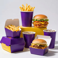 Boîte d'emballage alimentaire en papier résistant à la graisse avec logo personnalisé, boîte à emporter recyclable pour pizza, burger, frites, poulet, salade