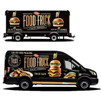 Enveloppement Vinyle Personnalisé pour Food Truck - Autocollants Publicitaires Durables et Résistants aux UV pour Remorques et Fourgons