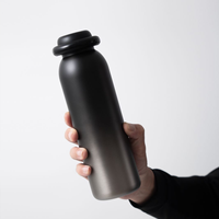 Bouteille d'eau isotherme double paroi en acier inoxydable 700 ml (24 oz) noir mat pour achat en gros