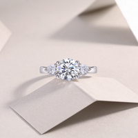Bague en argent sterling S925 avec moissanite 2 carats, trois pierres rondes taille brillant, six griffes, bijoux pour femme
