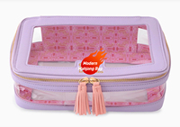 Sac de rangement moderne pour Mahjong et Poker, 16 couleurs en stock, étanche, pliable, en PVC transparent, style américain, avec fermeture éclair et poignée à franges