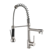 Robinet de cuisine classique et élégant en chrome à ressort, à tirette, à poignée unique, pour eau chaude et froide, mitigeur de cuisine