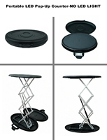 Comptoir portable LED escamotable - Table de présentation à ciseaux hydrauliques avec système d'éclairage intégré pour salons professionnels
