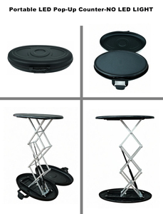 <span class=keywords><strong>Comptoir</strong></span> portable LED escamotable - Table <span class=keywords><strong>de</strong></span> présentation à ciseaux hydrauliques avec système d'éclairage intégré pour salons professionnels - Product Image 4