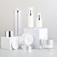 Ensemble de flacons cosmétiques en acrylique de luxe, flacons de lotion vides, pots de crème, contenants pour sérum de soin de la peau, avec bouchon argenté