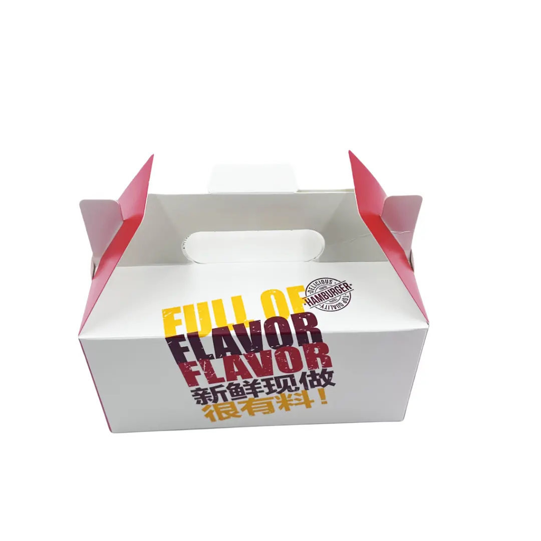 Personalizado Take Away Food Grade Papel Coreano Frango Caixa Burger Box Impressão Fast Food Packaging