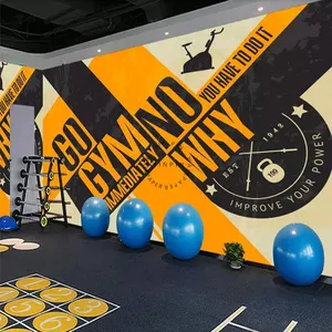 3D健身房工作室工业风格装饰背景墙壁画拳击和战斗大厅壁纸