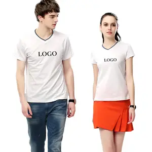 fast stock high quality fashion sports quick dry 175g 40s cotton v-neck men women plain t shirt