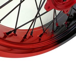 Juego de Ruedas <span class=keywords><strong>Supermoto</strong></span> de 16/17 Pulgadas, Llanta Bicolor Roja y Negra, Delantera y Trasera para CR CRF EXC SXF MC XE TE FE - Product Image 6