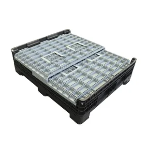 Heavy Duty Black Pallet Box Foldable Plastic Crates With Handle