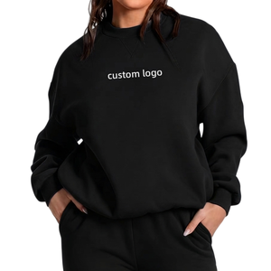 Hot Supplier Custom 360 Gsm Cotton Fleece Crew Neck Embroidered Logo High Quality Ladies Crewneck Loose <b>Sweatshirts</b> for Women - Product Image 1