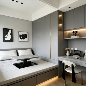 Cama Tatami de Madera Personalizada de Tamaño Completo y Armario con Espacio de Almacenamiento <span class=keywords><strong>para</strong></span> Dormitorios de Apartamentos y Villas - Product Image 2