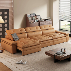 Chức năng tối giản Ba chỗ ngồi <span class=keywords><strong>sofa</strong></span> chuyển đổi và mở rộng làm bằng da thật. cho đồ nội thất phòng khách - Product Image 1