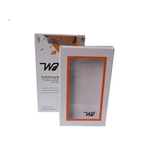 Caixa de papel magnética personalizada, caixa transparente de papel para embalagem de celular, com janela transparente e caixa de bandeja plástica