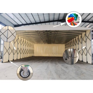 Taille : L 6m * L 4m * H 3m Tente à auvent coulissant portable, structure en tube galvanisé robuste, résistante aux UV, abri extérieur - Product Image 1