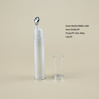 Bouteille de sérum pour les yeux en acrylique à double paroi de 10ml 15ml, applicateur de crème pour les yeux, sans air, avec tube, pour lotion