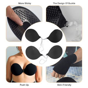Invisible Adhesive Push-Up <strong>Bra</strong> Sticky <strong>Strapless</strong> <strong>Bra</strong> or with <strong>Clear</strong> Halter Neck Strap for Backless Dresses Tops - Product Image 3