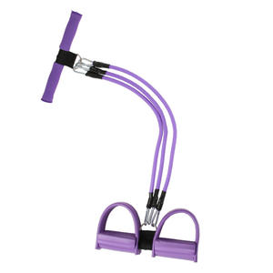 Purple Foot <b>Pedal</b> Resistance Band TPE 25x45cm Three Tube Fitness Yoga Rope Sit Up Assist Unisex <b>Exercise</b> Equipment - Product Image 1