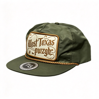 Casquette Snapback 5 Panneaux Non Structurée en Nylon avec Corde, Visière Plate, Patch Tissé Western, Style Vintage 256, Casquette à Corde, Logo Personnalisé, Vente en Gros
