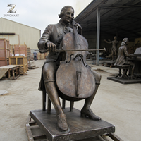 Bronze Cellist Musiker Skulptur Metallkunst Handgegossen Direkt ab Werk Figur Statue für Park Innenhof Hotel und Kulturpark
