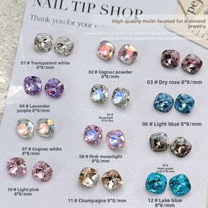Paso Sico – Strass en verre <span class=keywords><strong>de</strong></span> haute qualité, multi-facettes, épais, à fond carré, super brillants, 8 mm, pour nail art - Product Image 2
