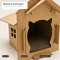 Maison pour chat en carton ondulé Kraft personnalisée, abri pour animaux de compagnie pour chats d'intérieur
