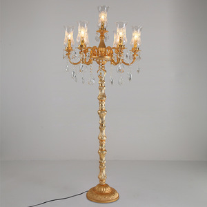 Modern Brass Floor Lamp Crystal Droplets Bell <b>Glass</b> <b>Shades</b> E26 Base LED Warm White <b>Light</b> Dimmable High CRI 90 Residential - Product Image 3