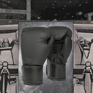 Black PU Leather Boxing <b>Gloves</b> 10 <b>oz</b> <b>12</b> <b>oz</b> Training Sparring <b>Gloves</b> Adjustable Wrist Hook Custom Logo - Product Image 3
