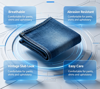 Tissu sergé en denim 21S Slub Indigo, mélange coton/polyester, 150D 200GSM 57/58 pouces, respirant, résistant à l'abrasion, pour vêtements et usage domestique