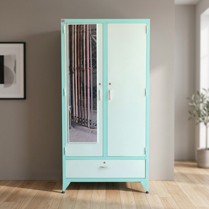 High Quality Metal Freestanding Wardrobe with Flat Panel Doors 1.8m Height Folding Bedroom Furniture Lock for Home Apartment Use - Product Image 3