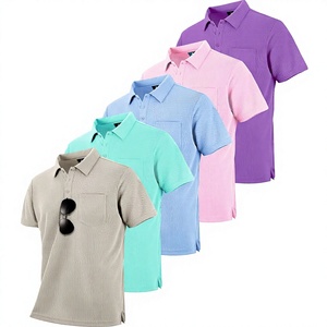 Camisa Polo Texturizada Personalizada para Hombre con Bolsillo en el Pecho, Manga Corta, Transpirable, Informal, Uniforme de Golf o Trabajo, OEM, ODM, Ropa al por Mayor - Product Image 1