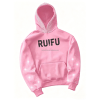Sudadera con capucha de lujo personalizada con pedrería, bordado 3D, relieve, impresión DTG, estilo urbano, algodón, oversize, para hombre