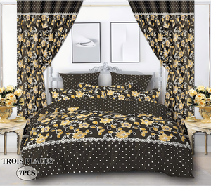 Tekstil rumah desain tempat tidur baru 100% poliester Set kain selimut mewah 7 buah Set tirai 7 buah - Product Image 3