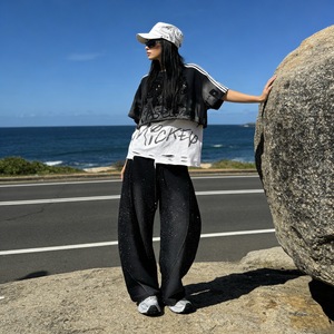 8061/FANMAJIALIE T-shirt da <span class=keywords><strong>donna</strong></span> in cotone stampato ricamato Mickey <span class=keywords><strong>Minnie</strong></span> a maniche corte vestibilità ampia traspirante Street Fashion - Product Image 2