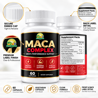 Capsules de Maca et de Ginseng Naturelles avec Formule Herbal Équilibrée pour la Gestion de l'Énergie Masculine Adulte et le Soutien de la Vitalité Physique
