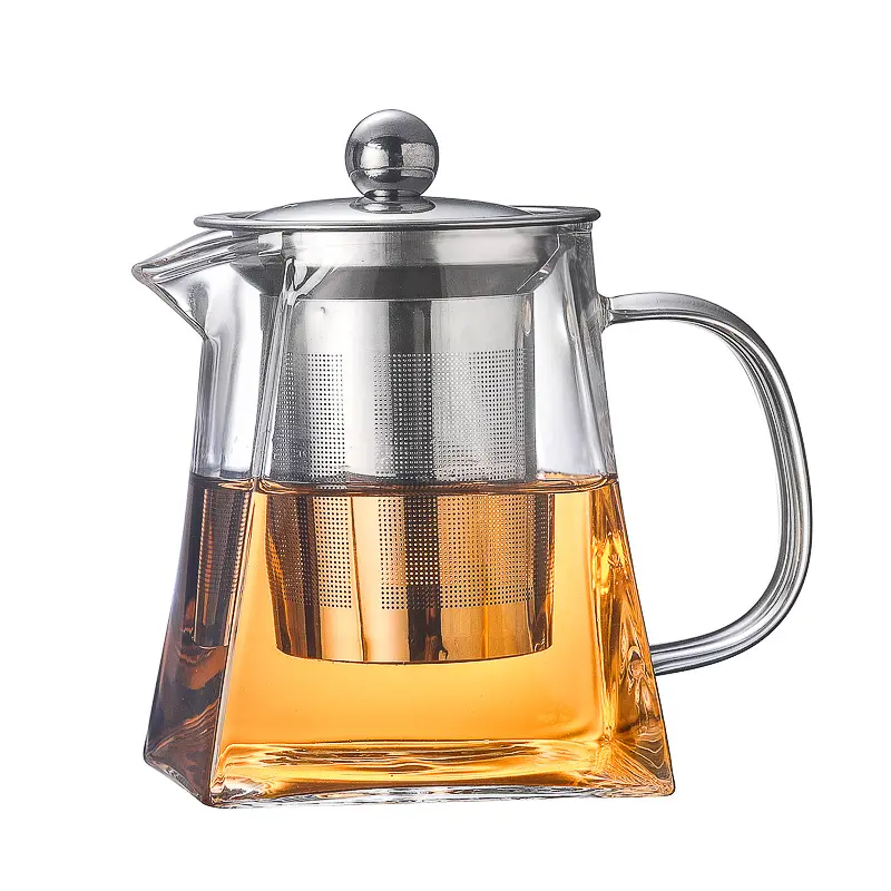 Direct flame heat resistant square glass teapot high temperature thickened household stainless steel filter brewing tea pot