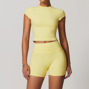 Tùy Chỉnh Của Phụ Nữ 2 Mảnh Liền Mạch Phòng Tập Thể Dục Tập Thể Dục Activewear Thoáng Khí Cao Eo Chặt Chẽ Mông Nâng Yoga Bộ Đàn Hồi Rắn Quần - Product Image 4