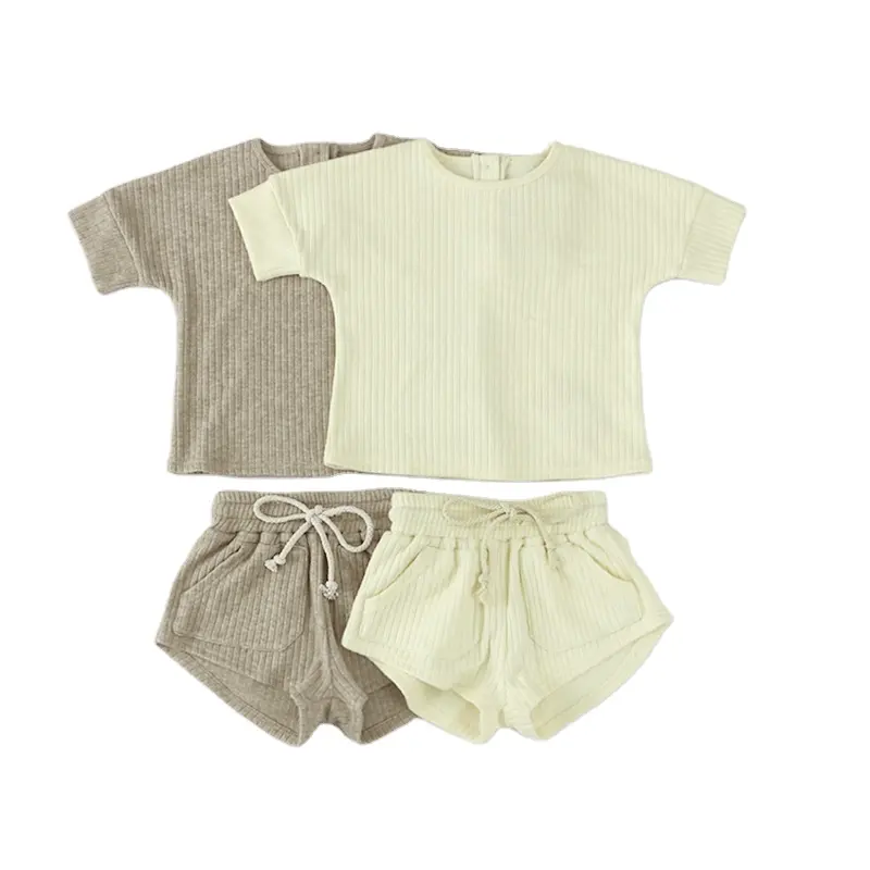 Nieuwste Pasgeboren Baby Jongens Kleding Set Zomer Korte Mouw Kaki Linnen Shirt Shorts Pak Kids Sets