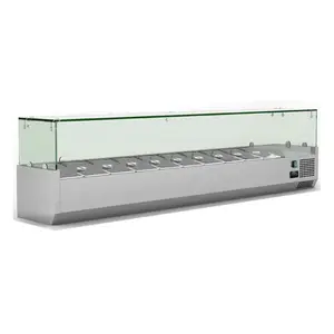 Multi Size Edelstahl Obsts alat Bar/Salat kühler mit Behältern/Salat glas Theke Display