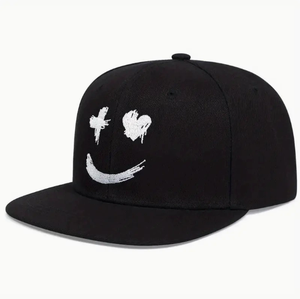 Viral 5 Styles Smile Embroidery Snapback Hat <b>Men</b> Women Hip Hop <b>Flat</b> Brim Baseball <b>Cap</b> Streetwear Sun <b>Cap</b> - Product Image 1
