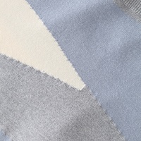 Fabricant de tricots personnalisés Pull bleu pâle décontracté à col rond long en maille à blocs de couleurs Pulls de travail pour femmes