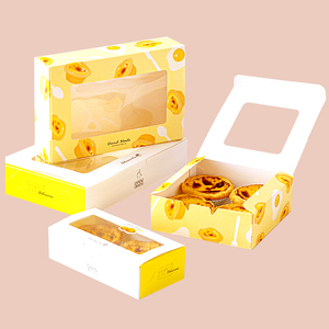Caja de comida para llevar impresa personalizada de papel, tarta de huevo, donas, macarrones, con ventana, para envasado de alimentos enlatados - Product Image 4