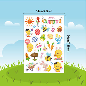Adesivi 4 fogli di pasqua per bambini 100 pezzi fai da te simpatici adesivi per uova da <span class=keywords><strong>coniglietto</strong></span> sfuso regali di Pasqua forniture per bomboniere - Product Image 5