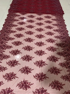 Vải Màu Hạt Dẻ Thiết Kế Thời Trang Vải Ren Thêu Kim Sa Đính Cườm Cho Váy Hoặc Cô Dâu - Product Image 6