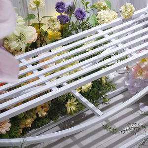 Fondo de Boda Moderno y Lujoso con Flores de Seda Gigantes y Banco de Metal Blanco <span class=keywords><strong>para</strong></span> Decoración de Eventos en Interiores/Exteriores - Product Image 4